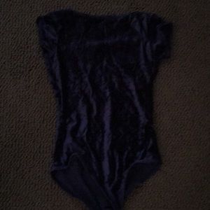 Navy velvet sofiane yumiko Leotard, cap sleeve